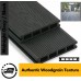Composite Decking Board  Premium (Authentic Woodgrain Texture) - Anthracite Grey / Black  Wood Grain Effect 3m - Plastic Decking PVC Decking WPC Decking Hollow Garden Exterior Decking Boards 